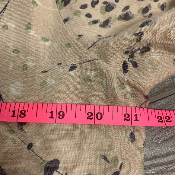 Flax floral button down linen top Sz S printed abstract floral - Picture 5 of 5